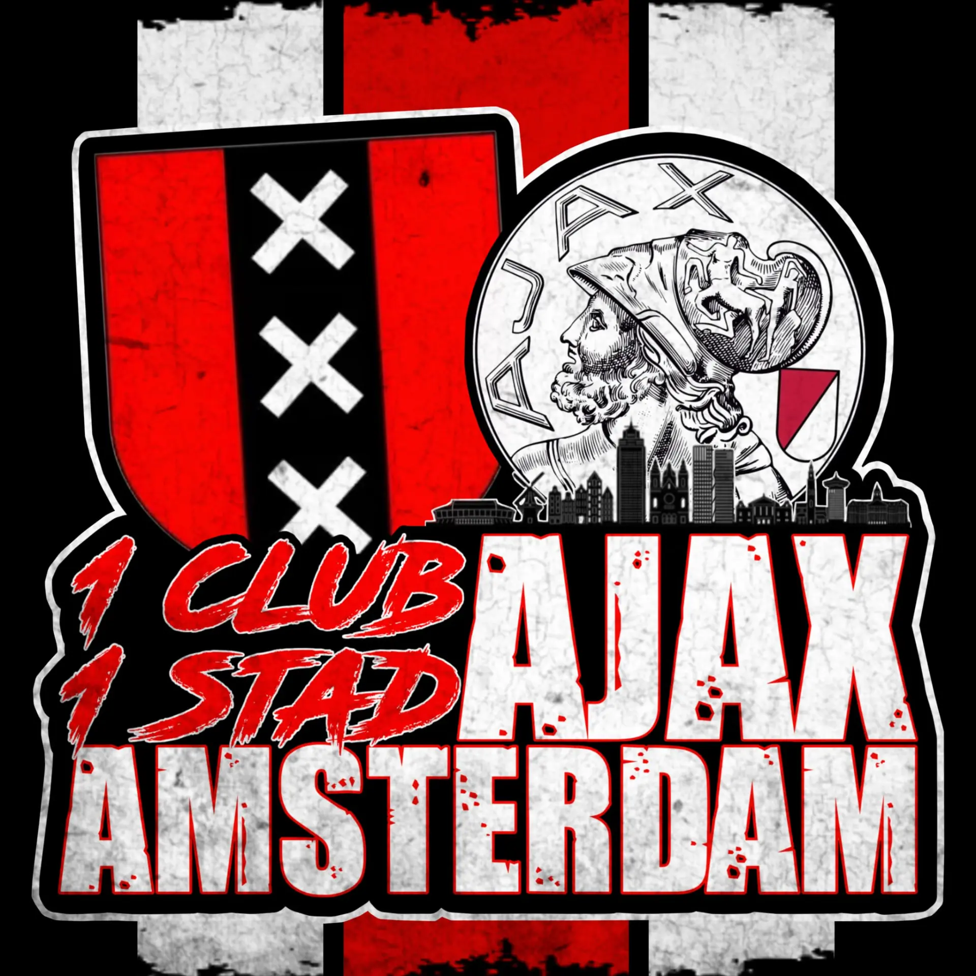 Ajax sticker — 1 Club 1 Stad Ajax Amsterdam